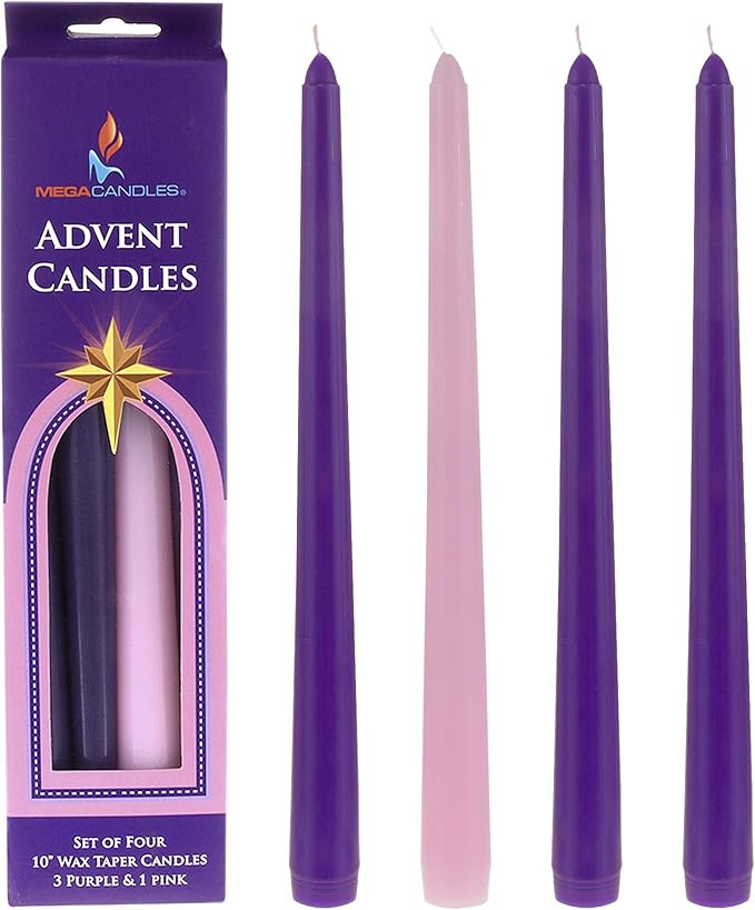 Mega Candles 4 pcs Unscented 10 Inch Christmas Advent Taper