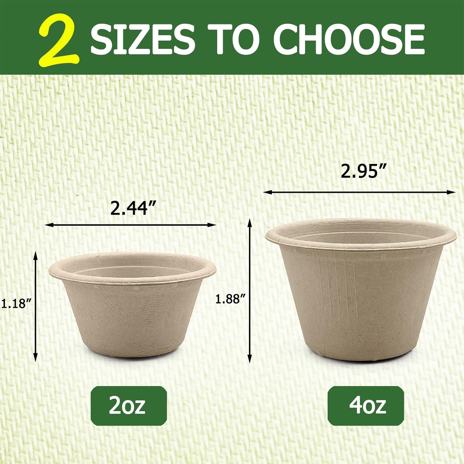 CAMKYDE 4 oz Disposable Bagasse Fiber Souffle Cups 100pk, 100% Natural Biodegradable Compostable Condiment cups Sample Cup Tasting Cup (Natural, Pack of 100) - Image 2