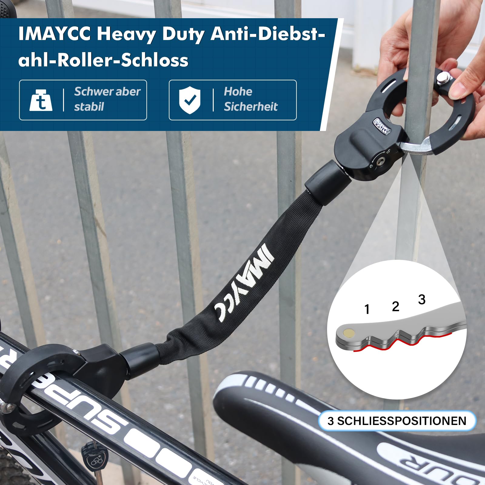 IMAYCC Cerradura para patinete electrónico, cerradura de esposas con llave, cerradura para scooter eléctrico con manga de bloqueo de goma, candado para bicicleta de alta seguridad, ideal para scooters