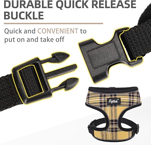 Miniatura 145 de Pupteck - Arnés para perro, chaleco de malla suave con relleno cómodo para cachorros, perros y gatos, evita los tirones, color negro y blanco