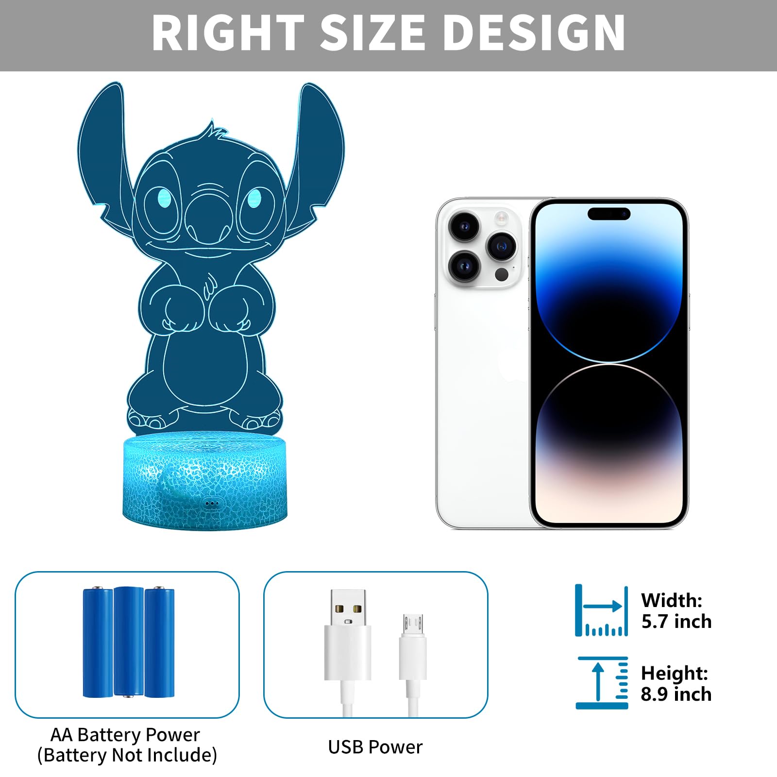 ZIXEAR Christmas Gifts for Girls 3D Night Light Dimmable Lamp Room Decor Gifts for Bedroom Boys Girls for — view 6