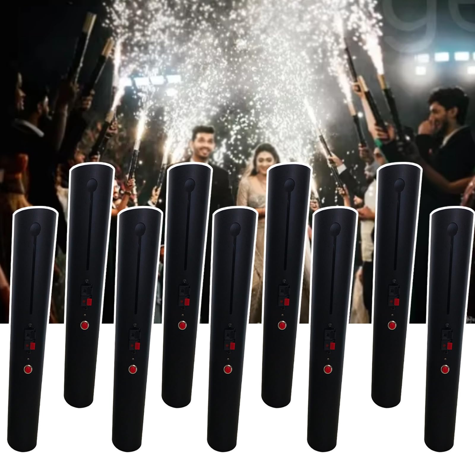 3/6/9 StüCk Tragbare Handbrunnen-Sparkularmaschine, EIN-Knopf-Start-Kaltfeuerwerk-Abfeuersystem, Verwendung Einer AA-Batterie, FüR Weihnachten, Hochzeiten, Feuerwerksshow,9pcs
