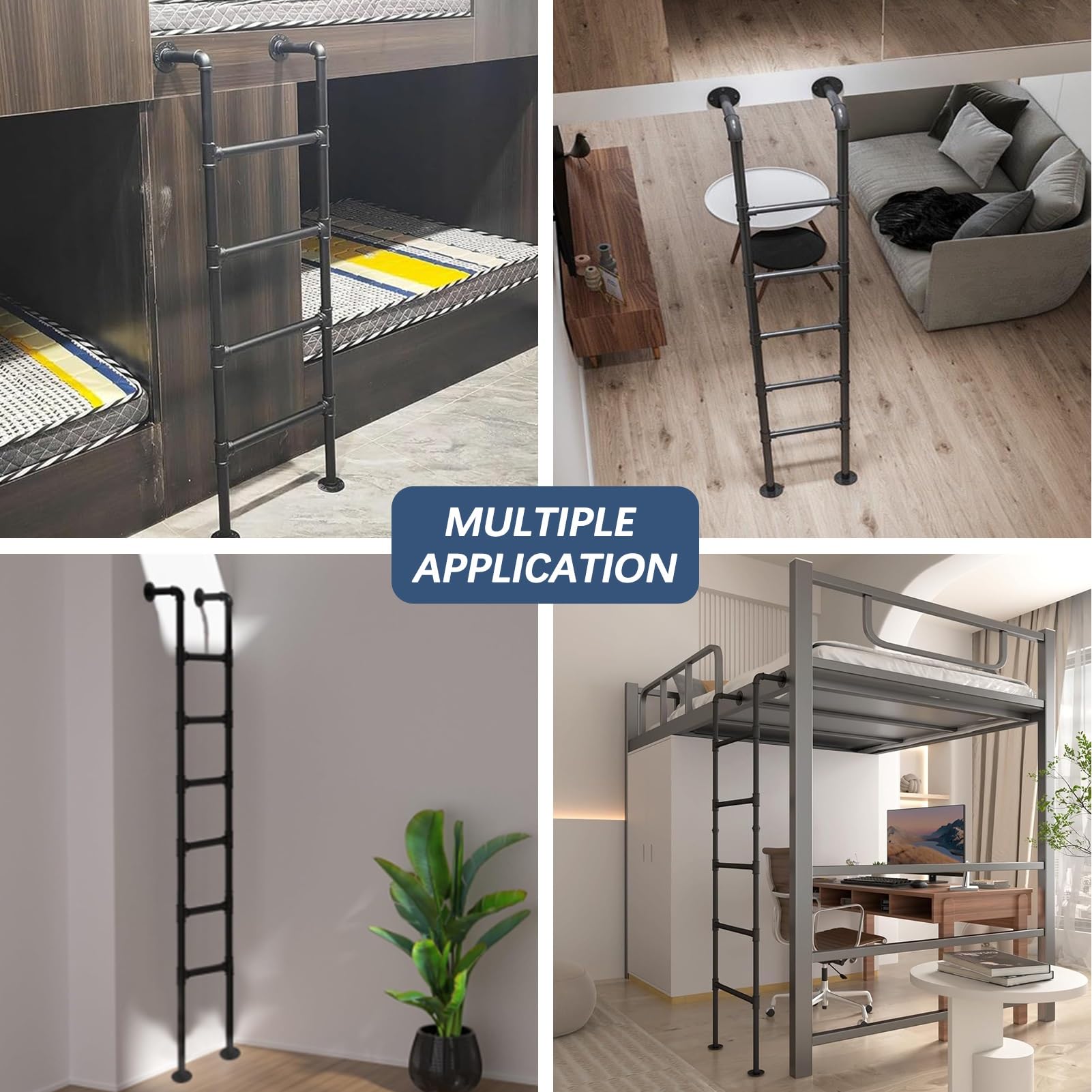 Escaleras de doble altura, capacidad de carga de 150 kg, para áticos, de pared o suelo, de seguridad multifunción para bibliotecas, literas y terrazas, escalera de alta resistencia para sótanos.(200cm