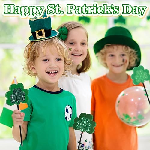 Miniatura 5 de Hedeey Decoración de bandeja escalonada del día de San Patricio, juego de trébol de madera de 3 piezas, verde oscuro (base de 3.1 x 1.7 pulgadas,