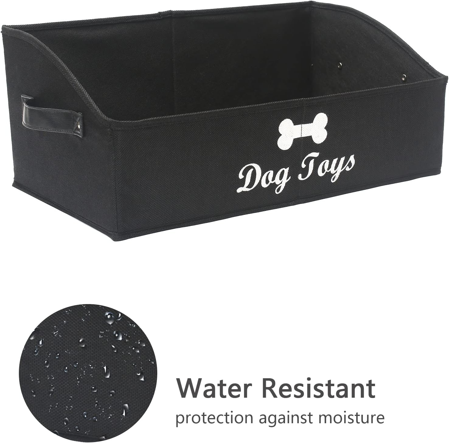 Geyecete Dog Toy Basket Large Dog Toy bin Dog Toy Box Storage Box - Foldable Fabric Trapezoid Organizer Boxes with Handle, Collapsible Basket for Dog Toys (Black-Dog)