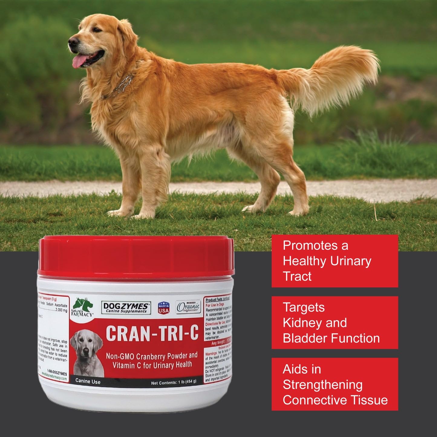 Dogzymes Cran Tri C Urinary Tract Support, Vitamin C Blend, 1418mg per Teaspoon (8 Ounce) — Amazon image 5