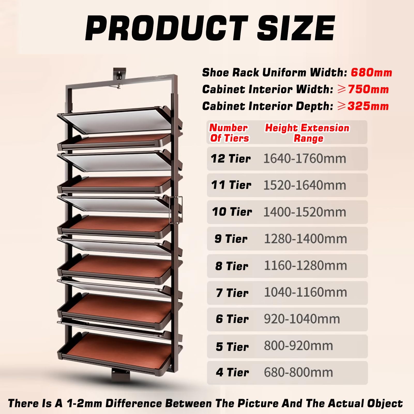 Zapatero Giratorio de 360°, Altura Regulable, Estante de Almacenamiento extraíble de 6 Niveles, Ideal para armarios de Entrada y baños - Diseño
