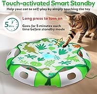 Vista 2 de Cat Toys for Indoor Cats, Interactive Automatic Hide and Seek Toy, Moving Concealed Feathers Wand Teaser, Bird Chirping Squeaky, Touch Activated