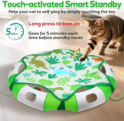 Miniatura 2 de Juguetes para gatos de interior, juguete automático interactivo para ocultar y buscar, con plumas ocultas en movimiento, chirriantes de pájaros,