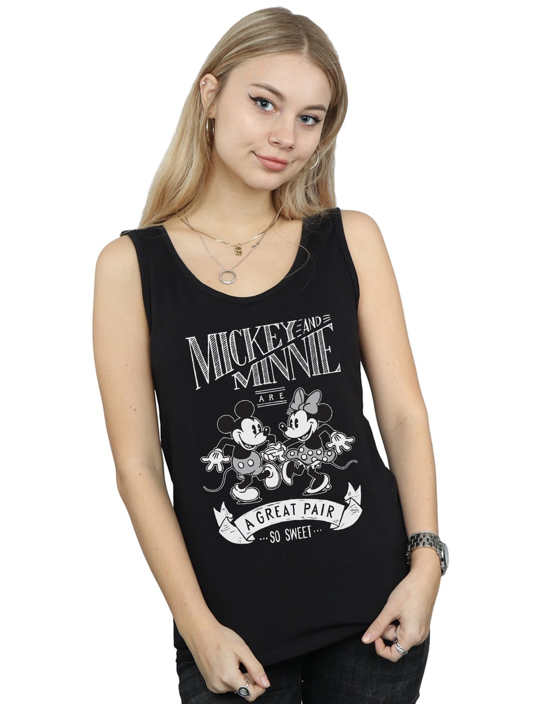 Disney Women's Mickey and Minnie Mouse Great Pair Vest Black XX-Large
