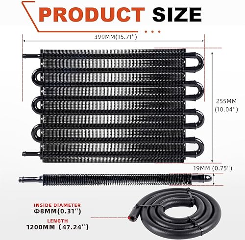 Vista 66 de BARTOO Kit universal de enfriador de aceite de transmisión de 5/16 pulgadas, kit de enfriador de aceite de aleta y tubo de 6 pasos de aleación