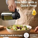 SWEET VIEW - Distributeur d'huile d'olive et pulvérisateur – 16oz/470ml Verseur à huile léger en verre pour cuisine avec stickers Air Fryer, cuisiner, saladier et BBQ | Verseur à huile léger en verre pour cuisine avec stickers Air Fryer, cuisiner, Salade, BBQ wi
