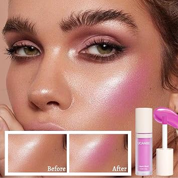 UCANBE Liquid Shimmer Blush Makeup for Cheeks, Highly Pigmented, Long Lasting, Anti-scratch, Natural-Looking, Daily Use Makeup Blush Suitable for Women Girls(05 Baby Pink)