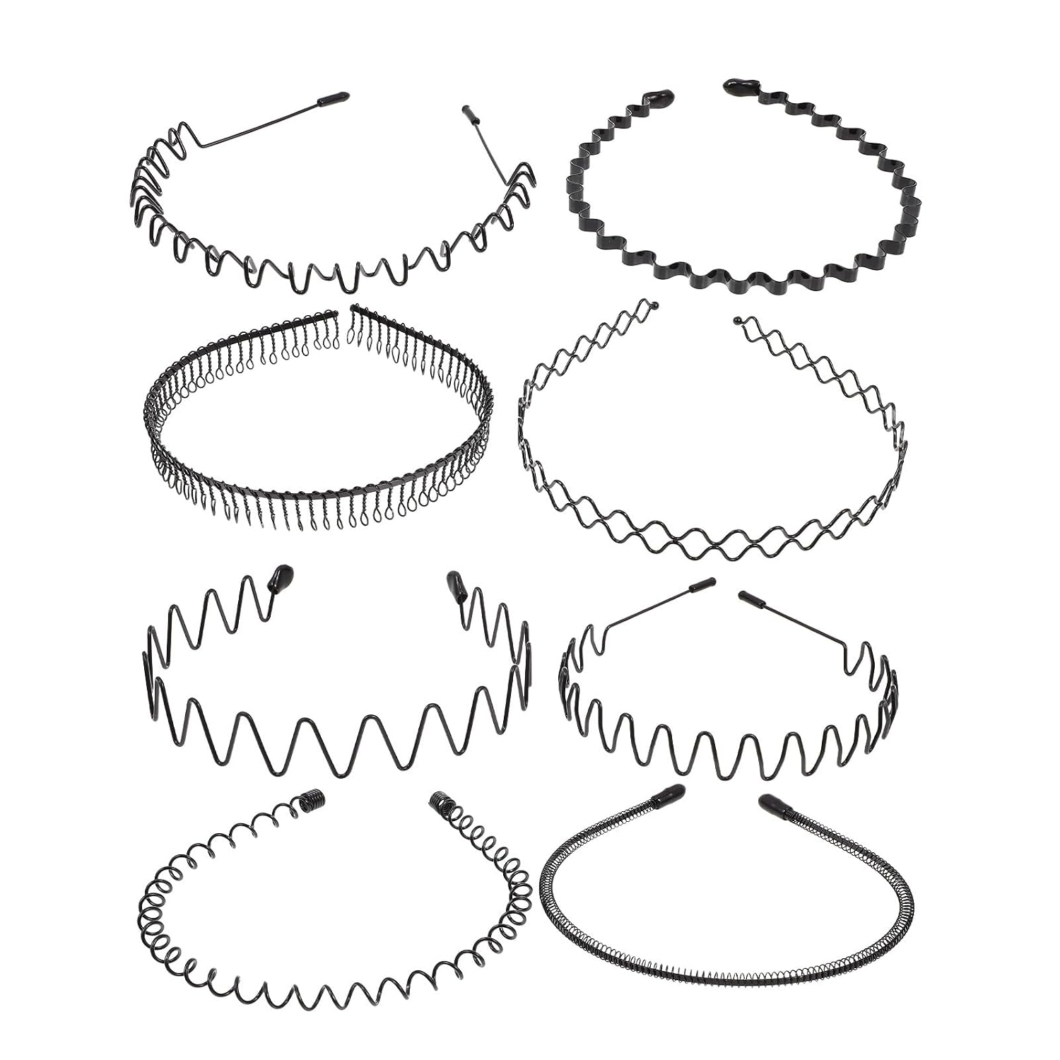 Men’s 8pcs Wavy Metal Hairbands Set, Non-slip Wire Headbands for Sports and Daily Wear, Fashionable Men’s Hair Accessories Suitable for Workout and Outdoor Activities