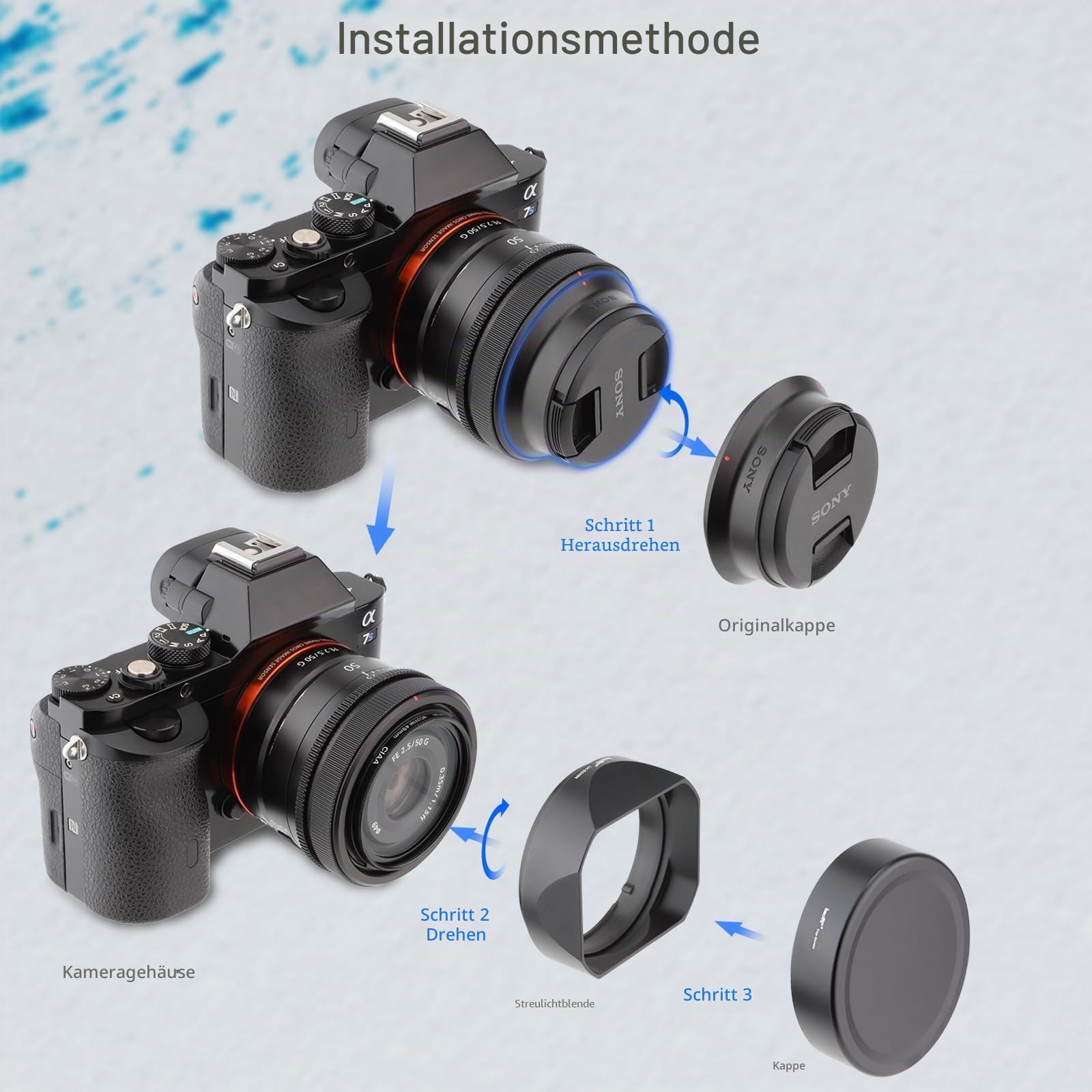 Haoge LH-S245N Gegenlichtblende für Sony FE 50 mm F2.5 G FE 40 mm F2.5 G FE 24 mm F2.8 G Objektiv mit Sony R1XR III RX1R II RX1M3/M2 RX1 Digitalkamera Gegenlichtblende mit Kappe