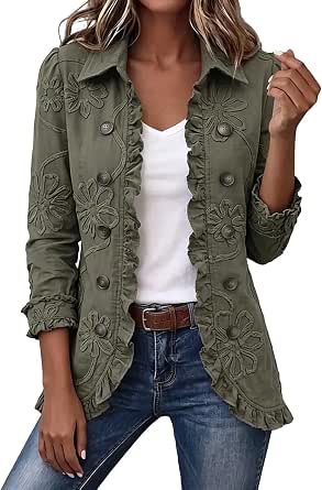 Women's Open-Front Ruffle-Trim Peplum Jacket