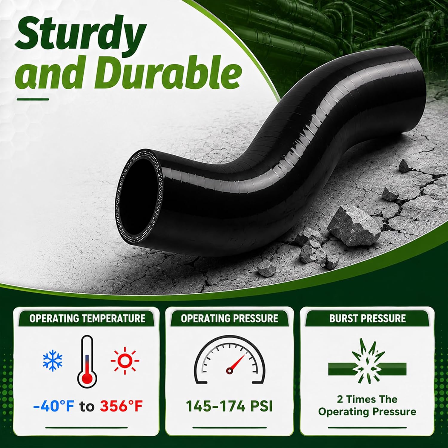 ID 1.75" Silicone Radiator Hose Coupler,8" 4‑Layer Reinforced Coolant Hose