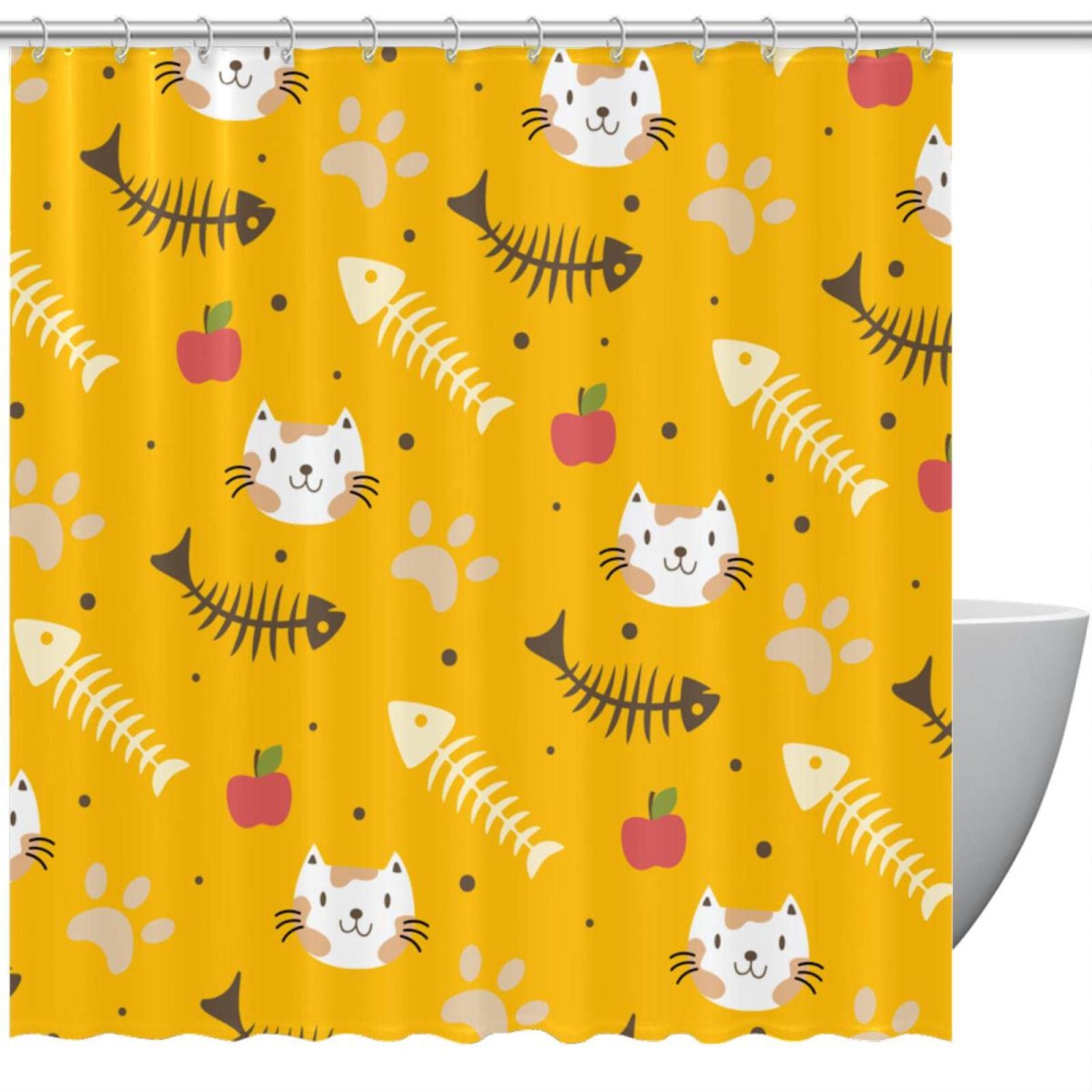 Rideau de douche chat anti-moisissure 168x183 pour douche propre