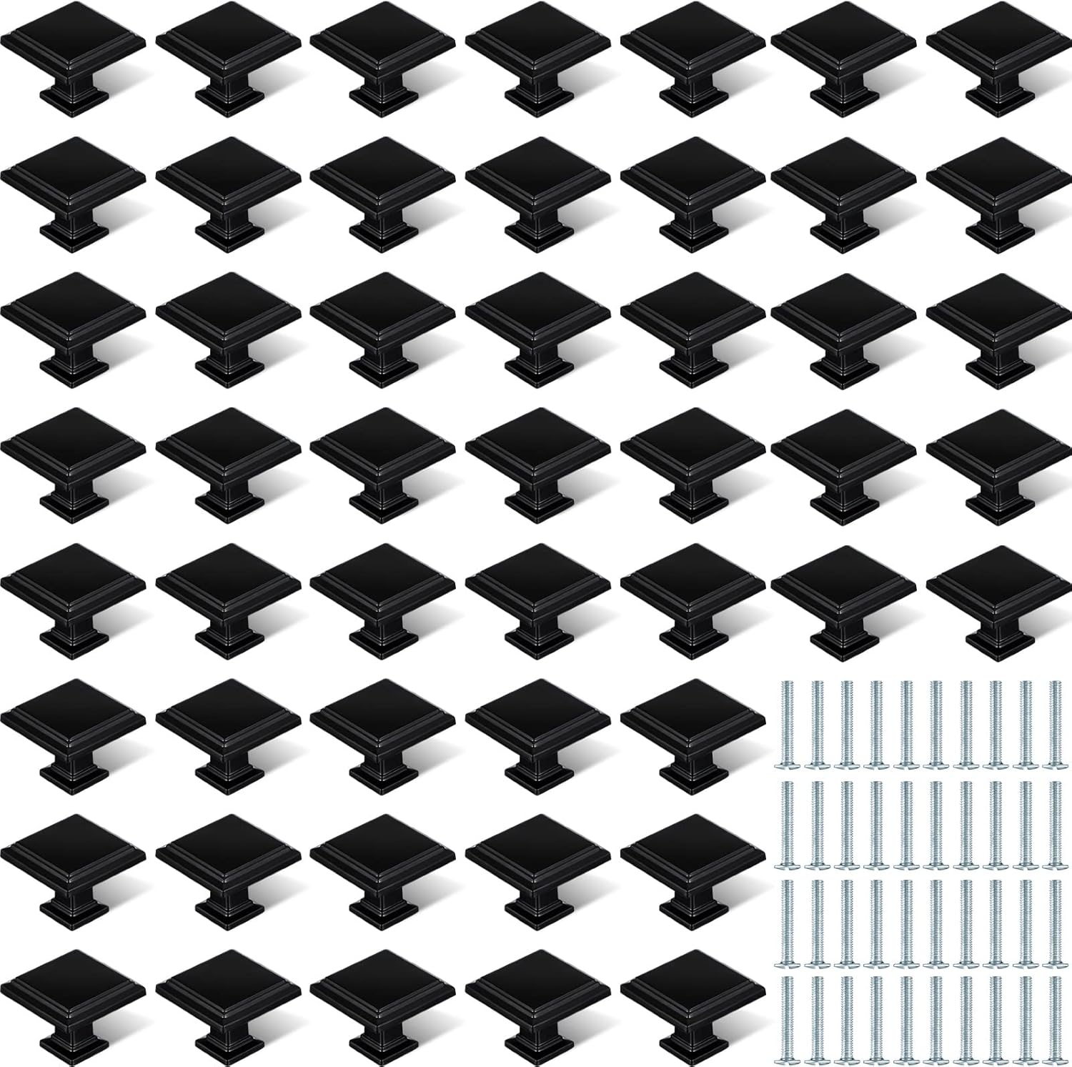 Sintuff Black Matte Knobs Bulk 1.25 Inch Square Kitchen Drawer