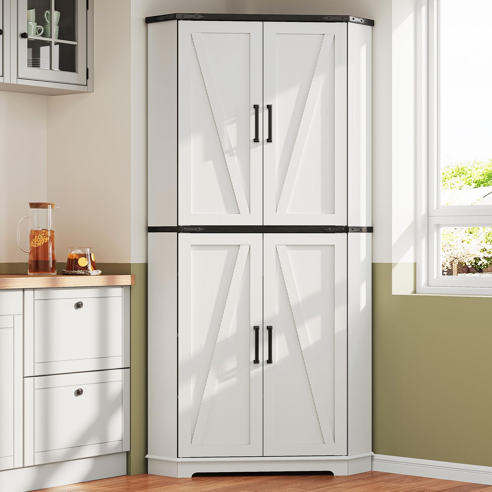 Photo 1 of Dripex White Corner Pantry Cabinet 71" with LED Light