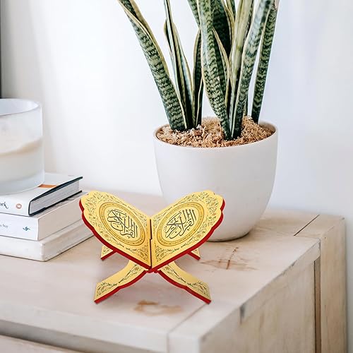 Miniatura 6 de LOGOFUN Quran - Soporte plegable de madera para libros de Corán, estantería de lectura de escritorio musulmán para oficina y hogar