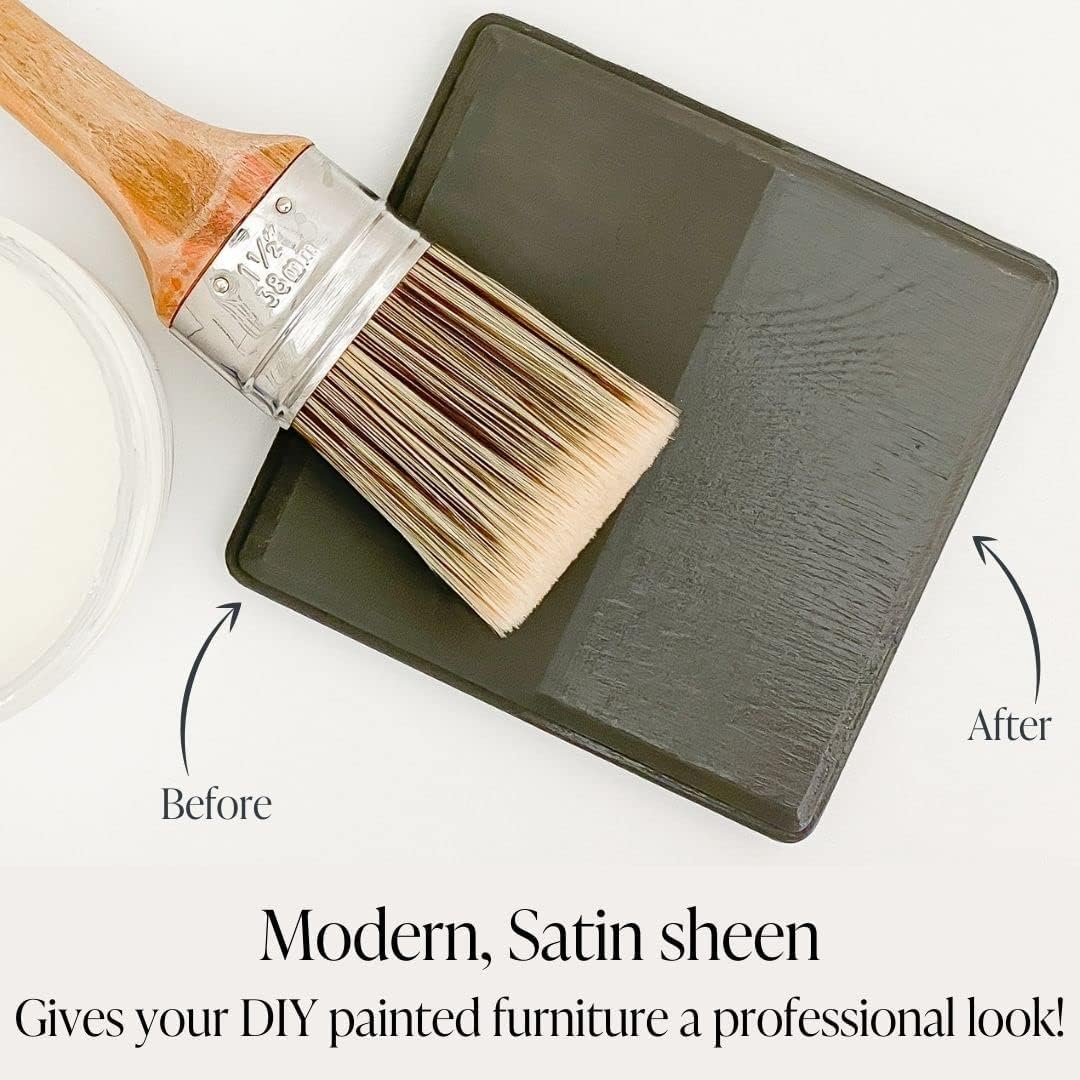 Chalk Style Paint + Clear Coat Bundle - for Furniture, Home Decor, Crafts (Color: Lazy Linen [pint - 16 oz] - Light Grey)