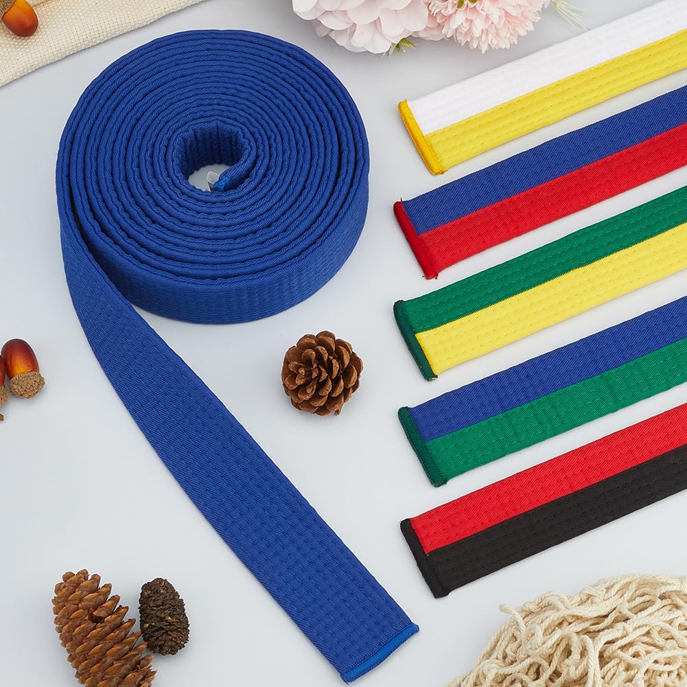 CREATCABIN Ceinture Jiu Jitsu Bleu Foncé Ceinture d'arts Martiaux en Polyester Ceinture Judo Jiu-Jitsu TKD Aïkido Ceinture Classement Uniforme Longue et Souple Ceintures d'ajustement Universel 280cm