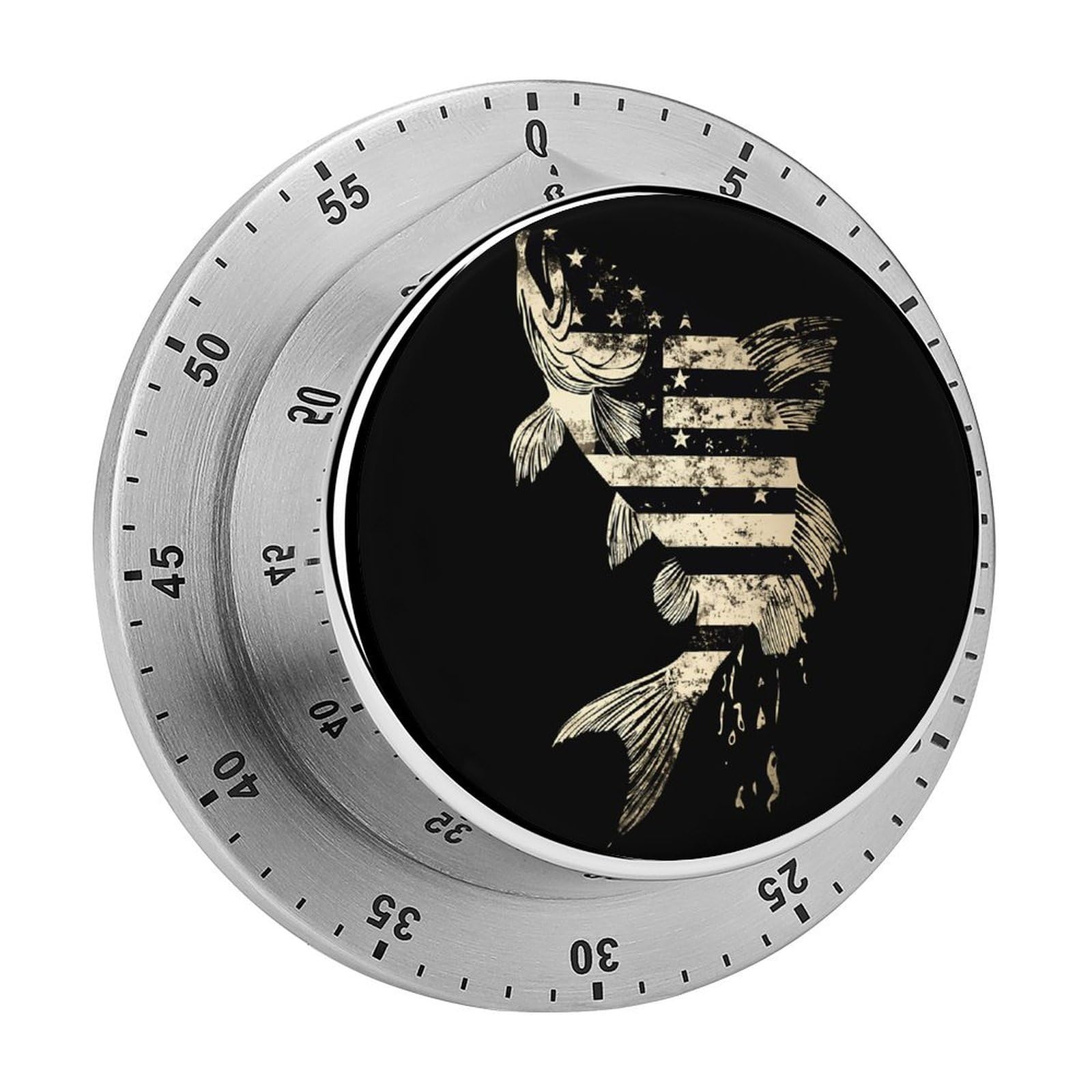 U.S.A Flag Bass Fish Camouflage Magnetic Timer for Kitchen Cooking Productivity Stainless Steel Timers with Alarm