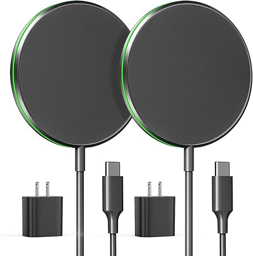 Paquete de 2 cargadores inalámbricos magnéticos de 15 W Apple Mag-Safe con adaptador de 20 W para iPhone 15141312 ProMaxPlusMini y AirPods 32Pro