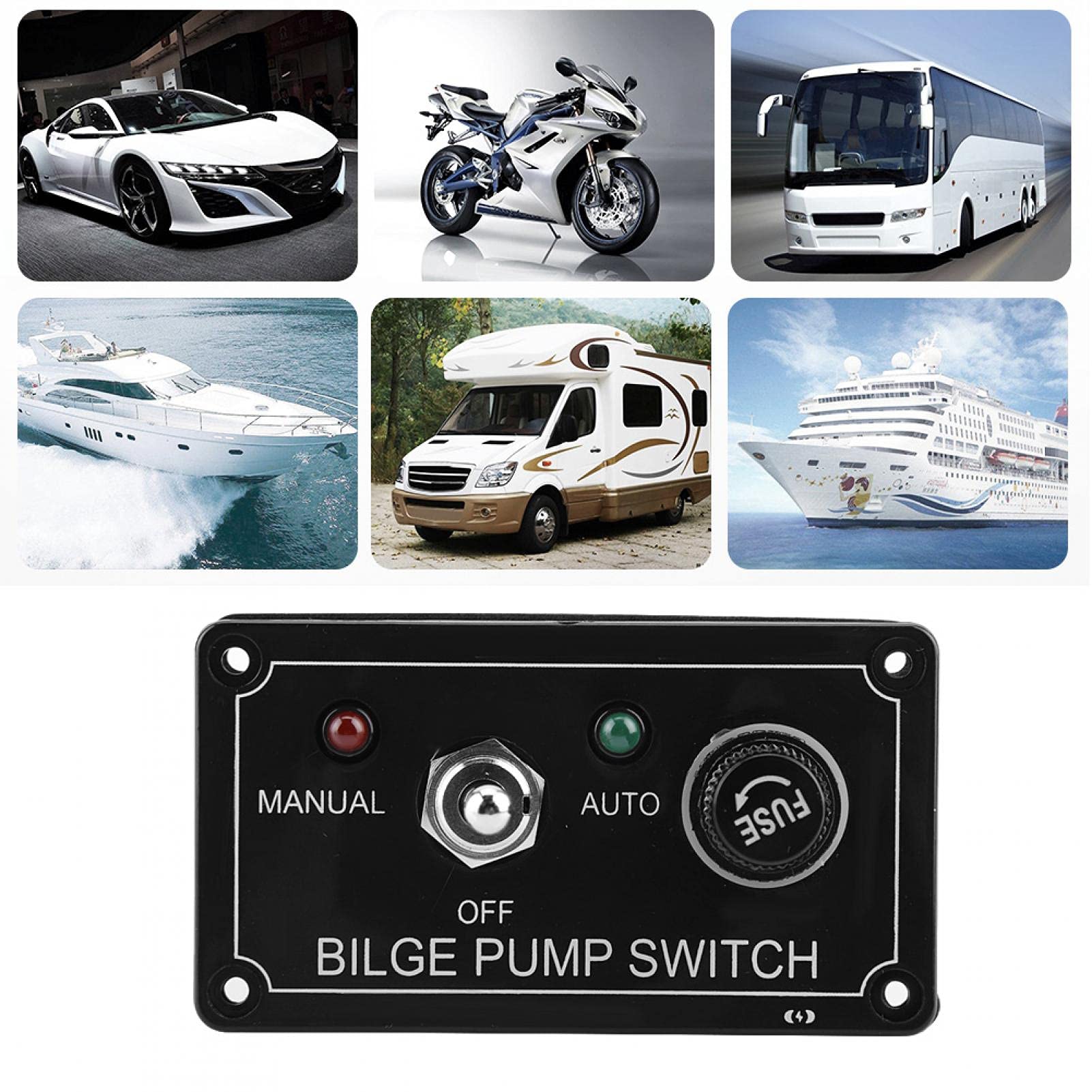 Pannello Interruttore Pompa Di Sentina A 3 Vie - Auto/Off/Manuale, 12V/24V, Con LED E Interruttore Automatico 15A, Per Barche E Camper
