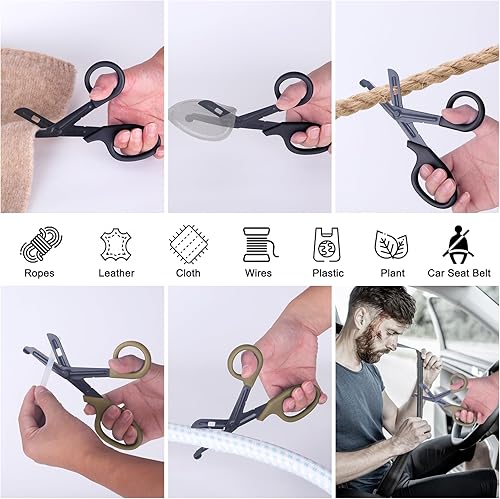 Miniatura 5 de GRICARE Tijeras médicas para trauma, 7.5 pulgadas, con revestimiento de titanio prémium con cuchillas antiadherentes, tijeras quirúrgicas para