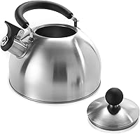 Vista 2 de Dominion Hervidor de té silbante de acero inoxidable de 3 litros, mango ergonómico, mango anticalor, las calderas de té y agua perfectas para tu