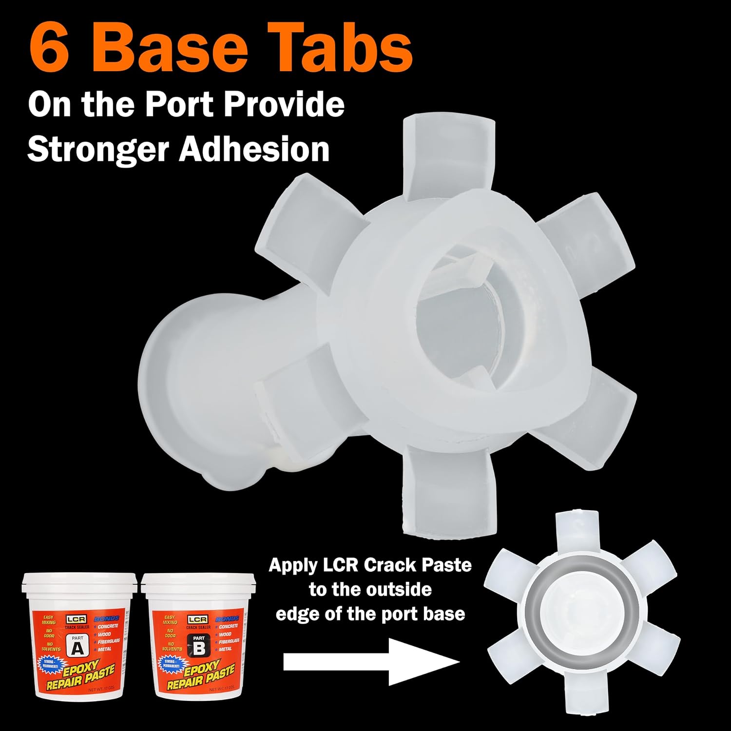 Corner Ports for Liquid Concrete Repair with Attached Caps – Compatible with Various Epoxy Injection Systems - Pack of 20