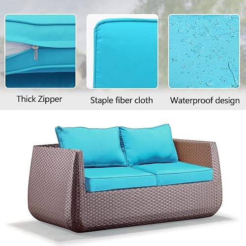 Miniatura 10 de Fundas de cojín de repuesto para patio, fundas de cojín de asiento de patio, fundas de repuesto lavables, 2 fundas de cojín de asiento, 2 fundas de