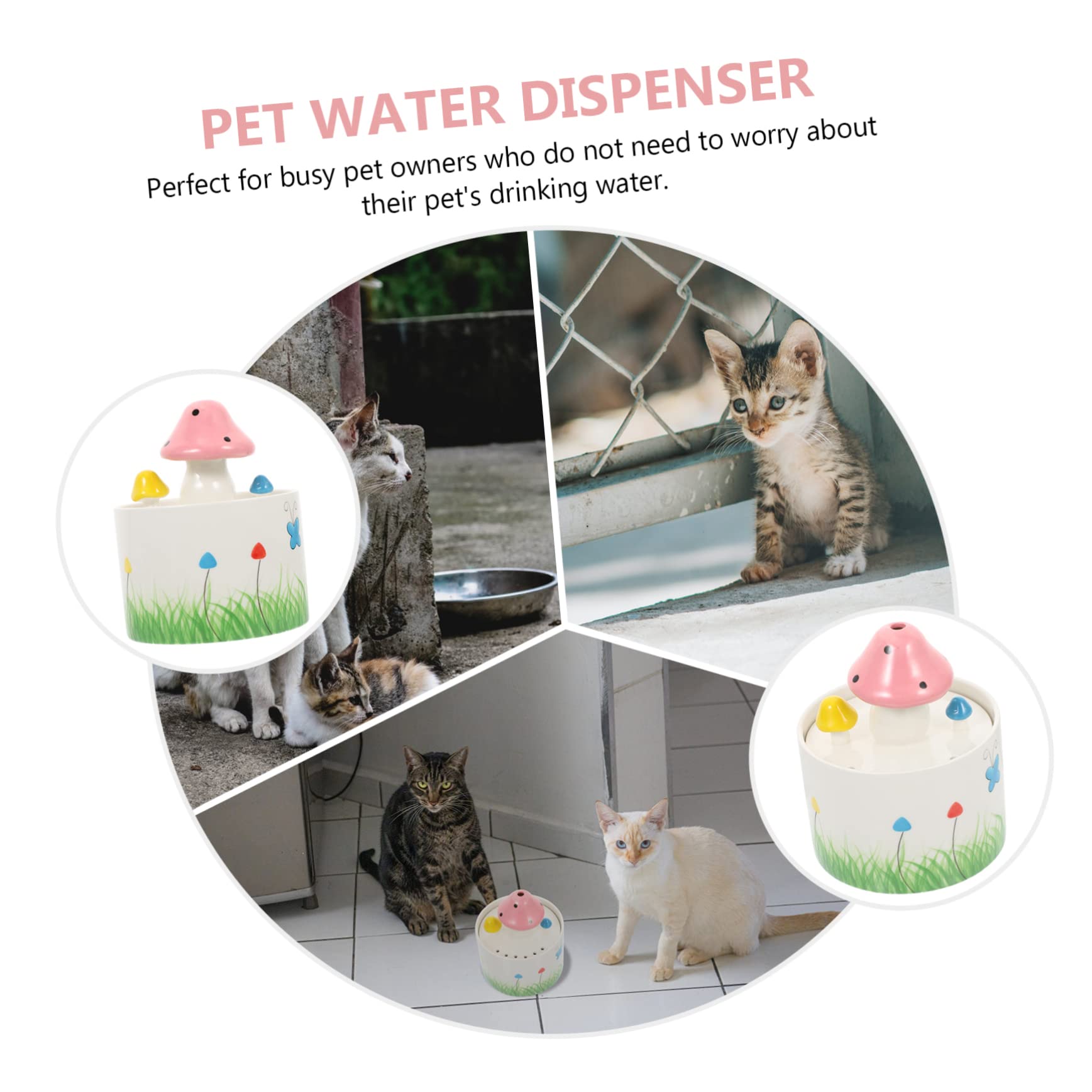 Hohopeti Dispenser De Agua Cerámico para Mascotas Bebedero Automático De Circulación para Perros y Gatos Capacidad Diseño Atractivo y para Uso Interior y Exterior