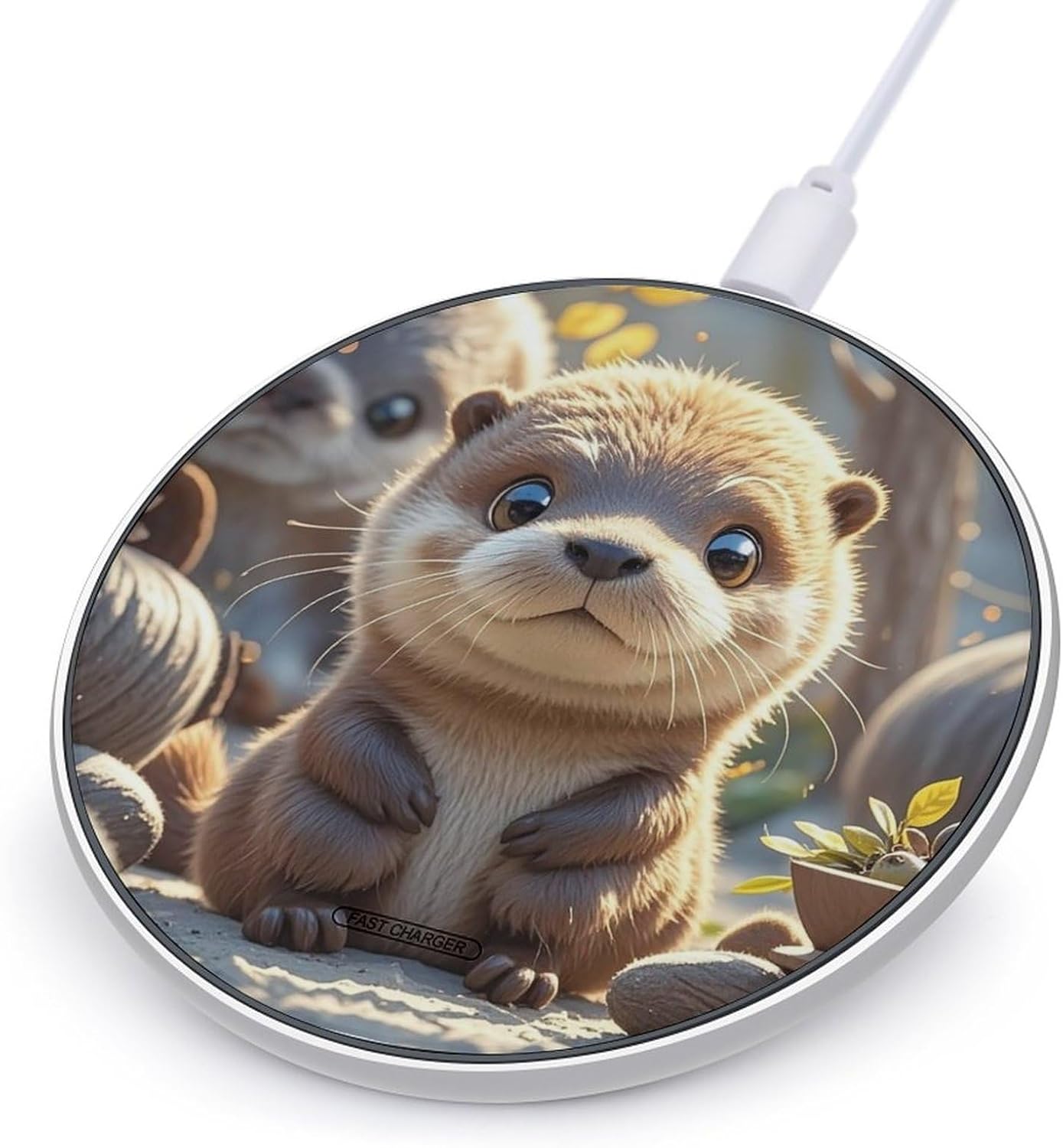 Animal Cute Brown Otters Wireless Charger Portable Fast Charging Pad Lightweight Wireless Charging Station for Phone Slim Charge Mat for Travel Home Office Desk