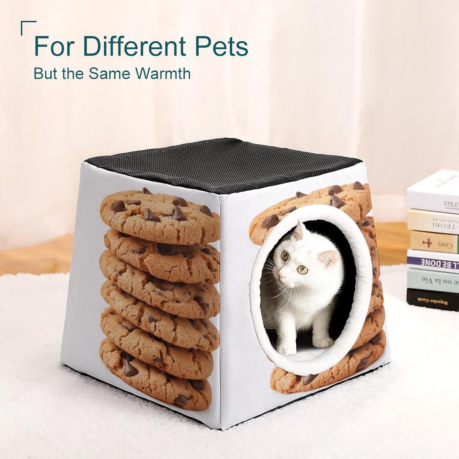 Pet Sleeping Nest Bed, Biscuit Printed Dog House Cat Nest, Winter Pet House are Suitable for Most Cats, Dogs, and Other Small Pets