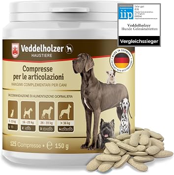 Veddelholzer Dog Joint Supplement Tablets Hip & Joint Support with Glucosamine, Chondroitin, MSM & Turmeric Mobility, Flexibility & Comfort Aid for Large & Small Breeds Vet Recommended