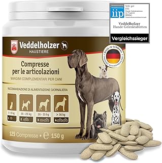 Veddelholzer VINCITORE CERTIFICATO 2024 Compresse per le articolazioni dei cani integratori per cani con cozza dalle labbra verdi MSM e artiglio del diavolo Glucosamina e collagene