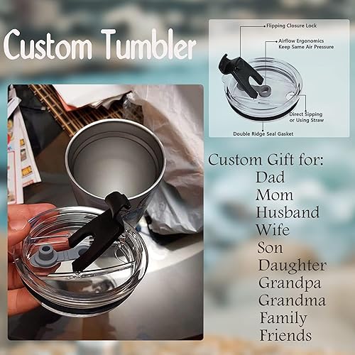 Miniatura 4 de Personalized Coffee Tumbler with Pictures for Dad Mom, Insulated Stainless Steel Travel Mug Custom Photo Name Text Cup, Birthday Mother Fathers Day