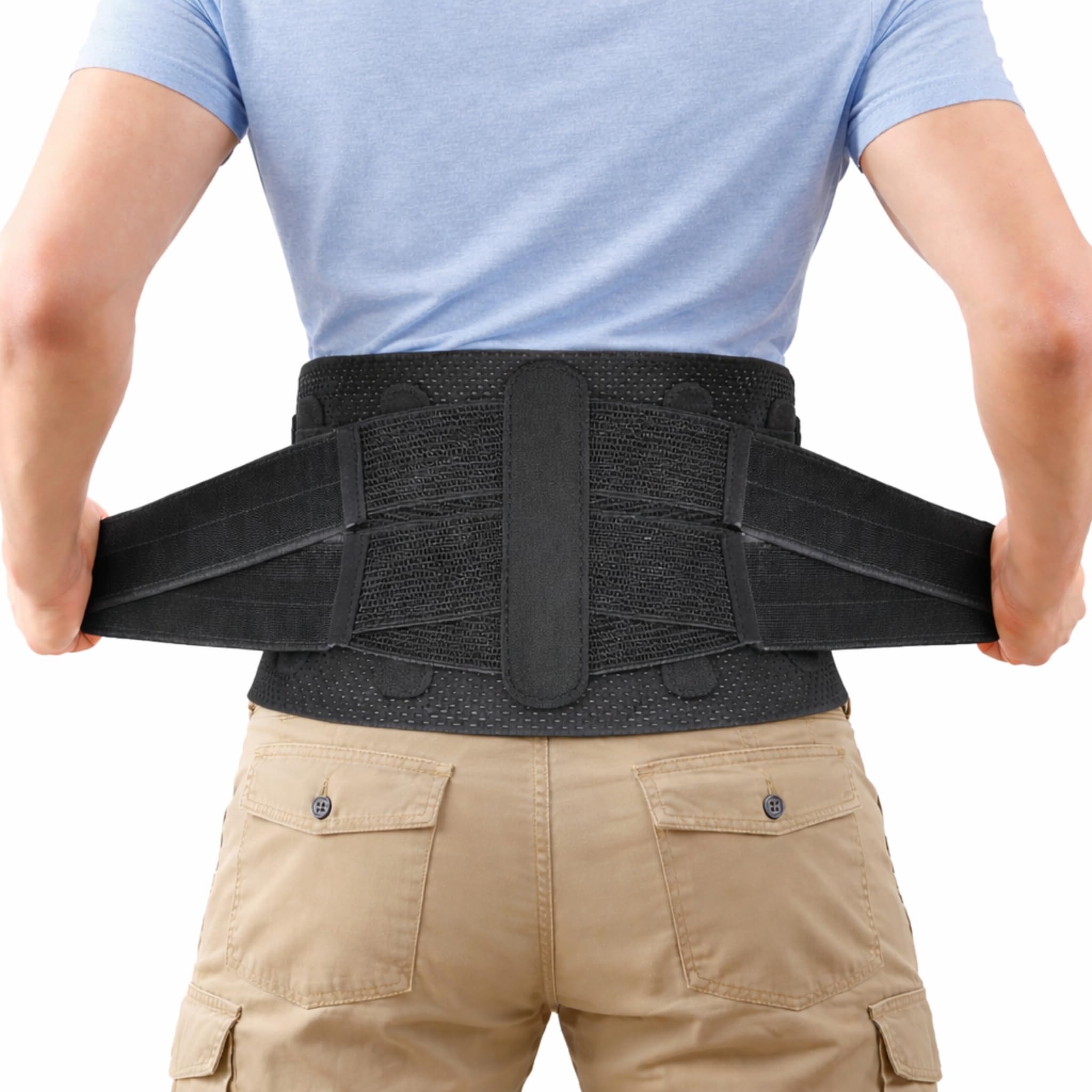 - Double Pull Lower Back Brace for Men & Women, Breathable Adjustable Lumbar Support Belt with Elastic Compression, Mid-Waist Back Support for Work, Lifting & Daily Use, Sciatica & Lower Back Pain Relief