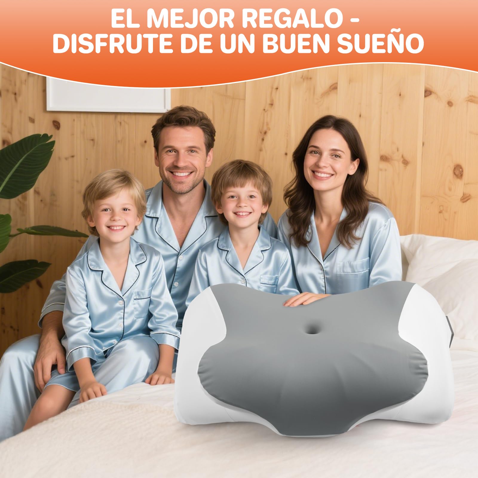FUNYKICH Almohada de Espuma Viscoelástica de Ruido Blanco con 32 Sonidos, 58×36×8/11.5cm Almohada Cervical Ergonómico de Mariposa, Funda Desenfundable y Lavable,Tecnología de Conducción Ósea