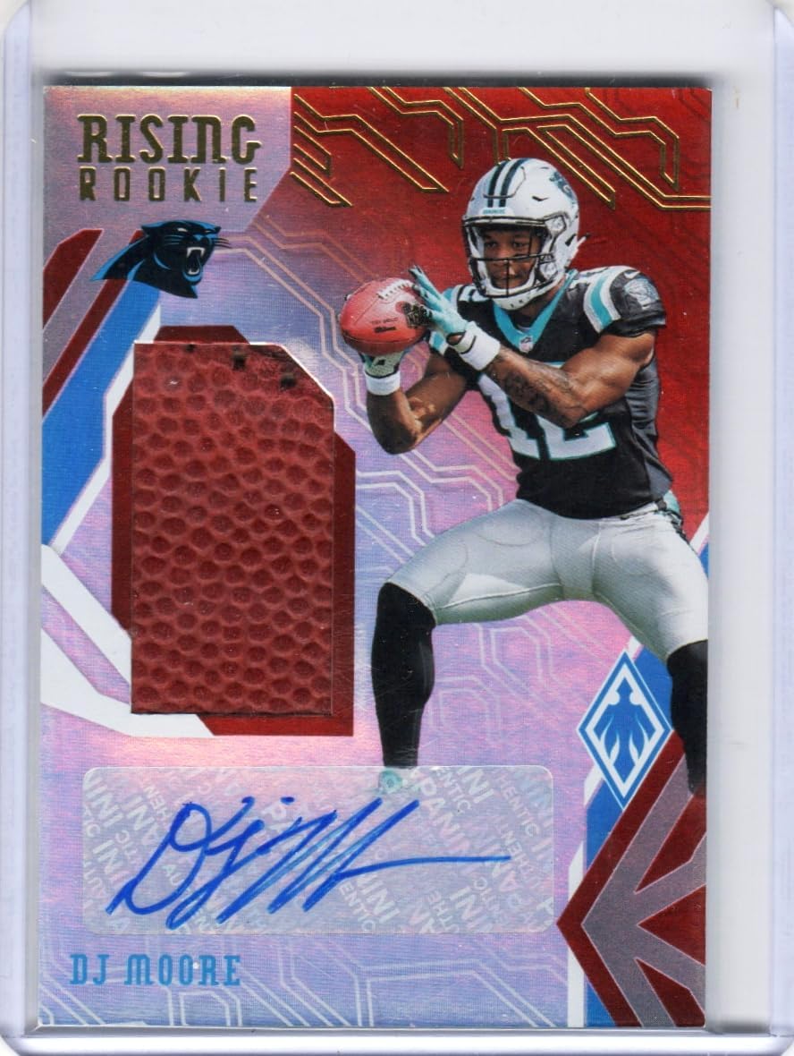 DJ Moore Rising Rookie Autographed Memorbilia Patch & Serial Numbered # 177/199 Collectible Football Card - 2018 Phoenix Rookie Football Card #RR-DM (Panthers)