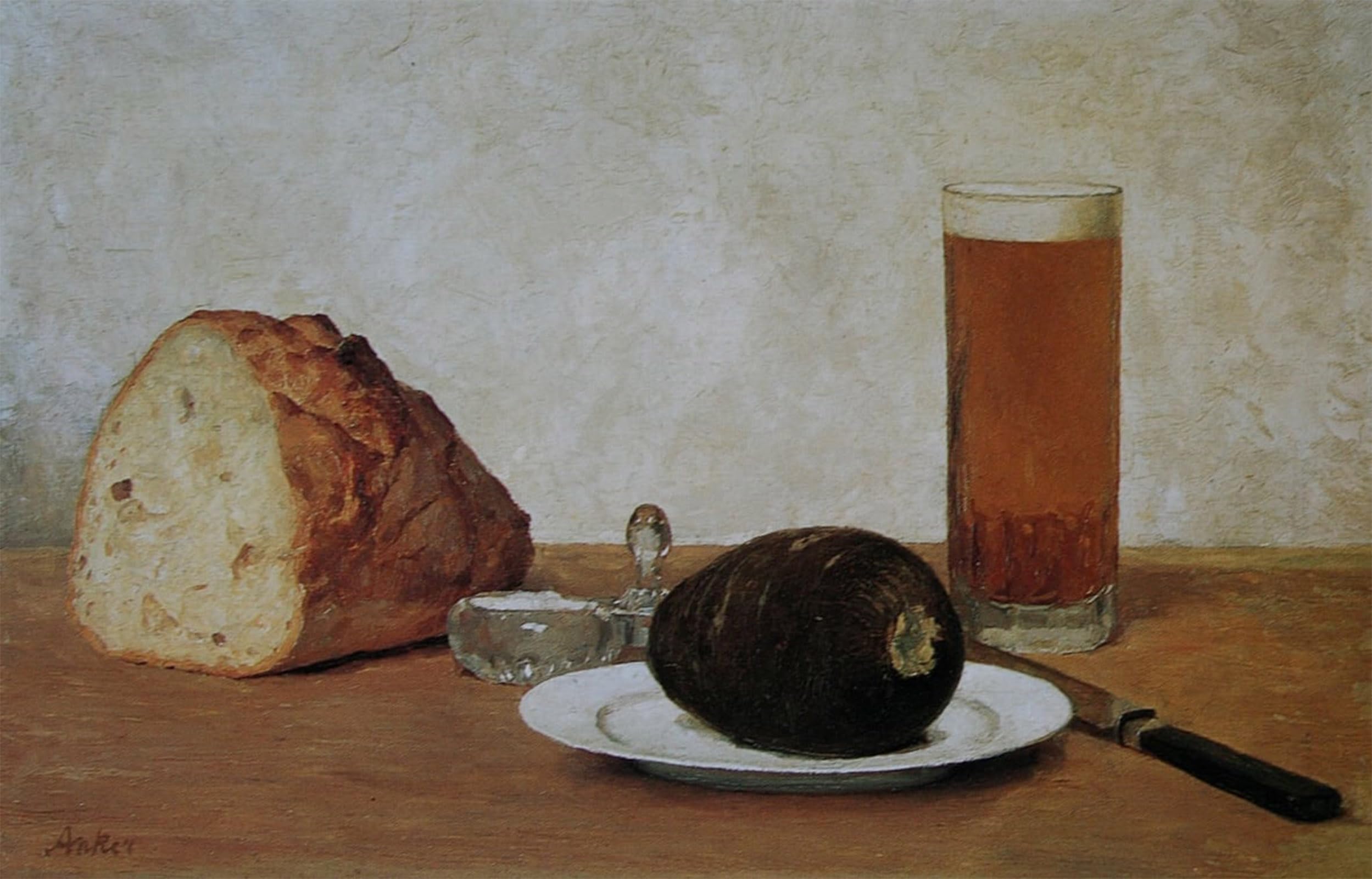 POSTERIIk Famous Animal Posters Vintage Picture Still Life Beer and Radish by Albert Anker Modern Wall Decor for Home Decor 60x90cm