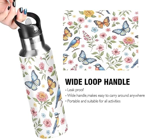 Miniatura 4 de Stainless Steel Vacuum Insulated Water Bottle 32 Oz, Leakproof Water Bottles for Gym Outdoor Travel School, Colorful Watercolor Flowers