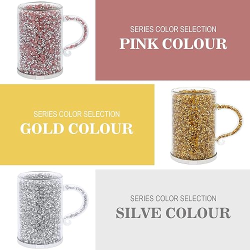 Miniatura 3 de sugarchef Juego de 6 tazas de café de cristal Hot Dink de 6 onzas con asas para bebidas calientes, vasos de té con leche, chocolate, diamante, juego