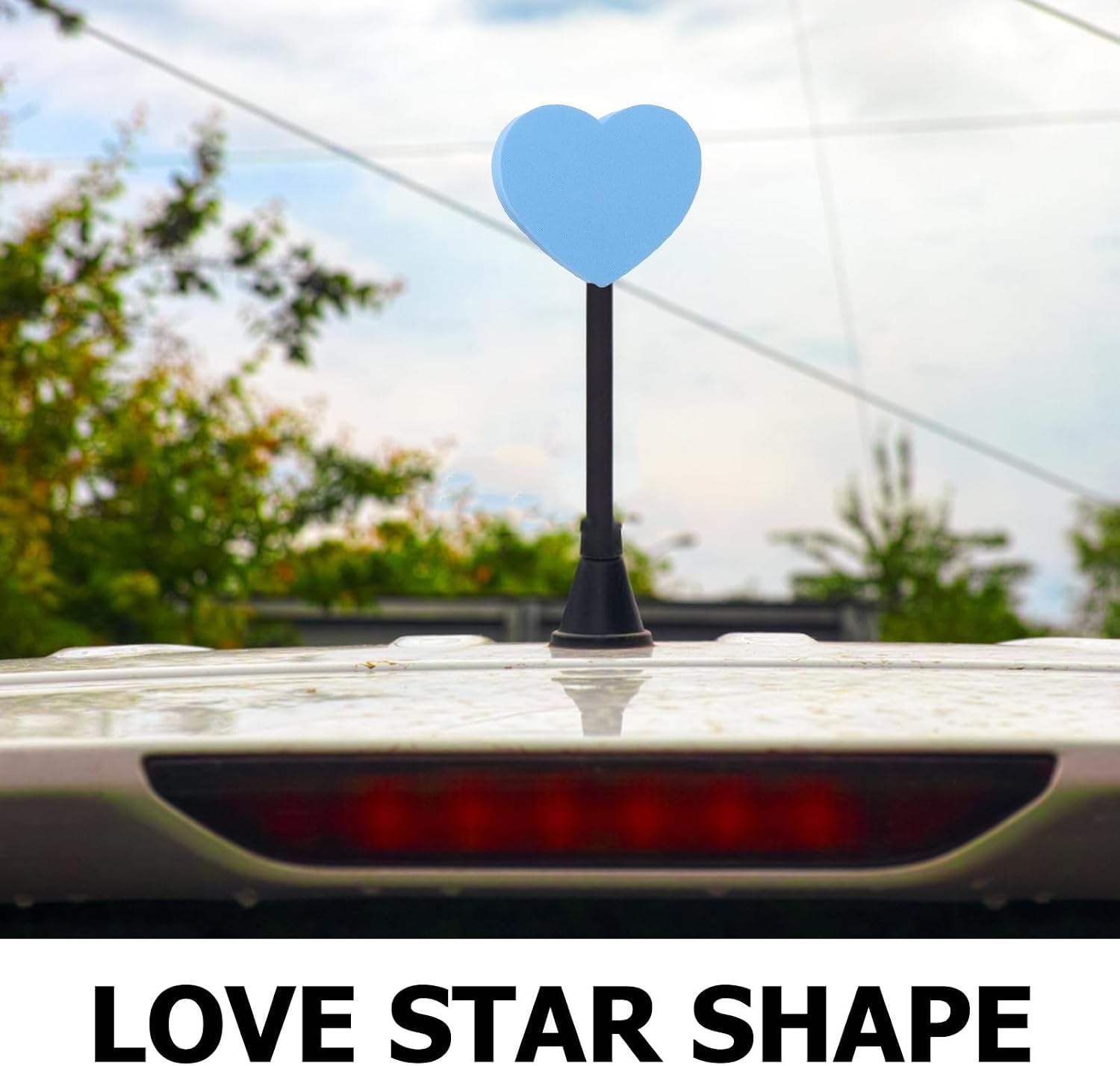 5pcs Car Antenna Topper Heart-Shaped Exterior Decoration - Love Universal Automotive Roof Accessories for SUV, Truck, Sedan, Parking Lot, Wedding Blue