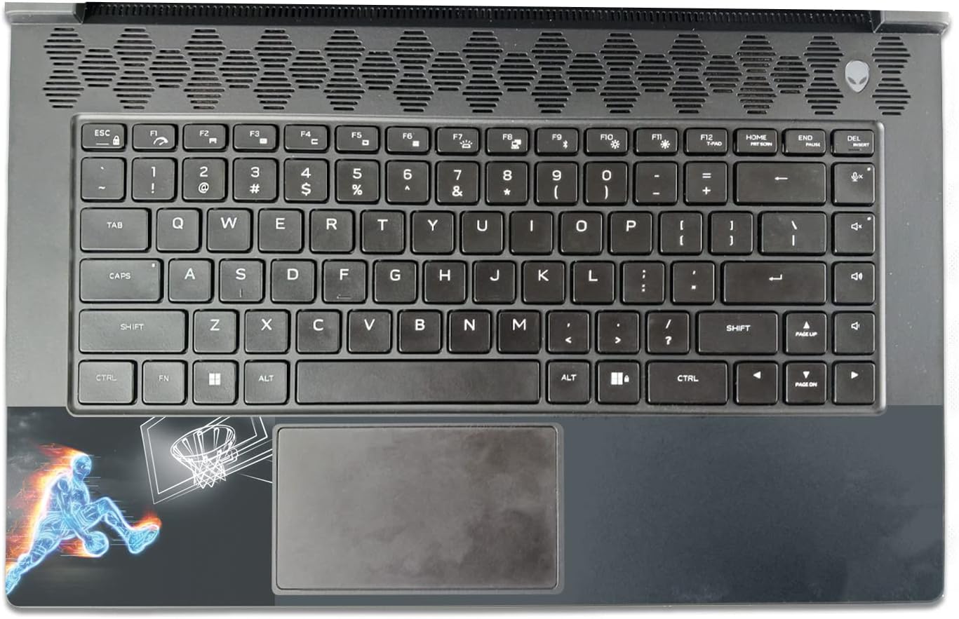 MightySkins Skin Compatible with Alienware M15 R7 (2022) Full Wrap Kit - Glow Basketball | Protective, Durable, and Unique Vinyl Decal wrap Cover | Easy to Apply & Change Styles | Made in The USA