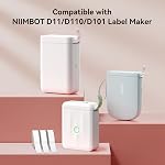 NIIMBOT Ruban fabricant d'étiquettes D11/D110/D101, 12 x 40mm, 160 Feuilles/Rouleau, 3 Rouleaux, Ruban Thermique pour la maison et le bureau, Blanc