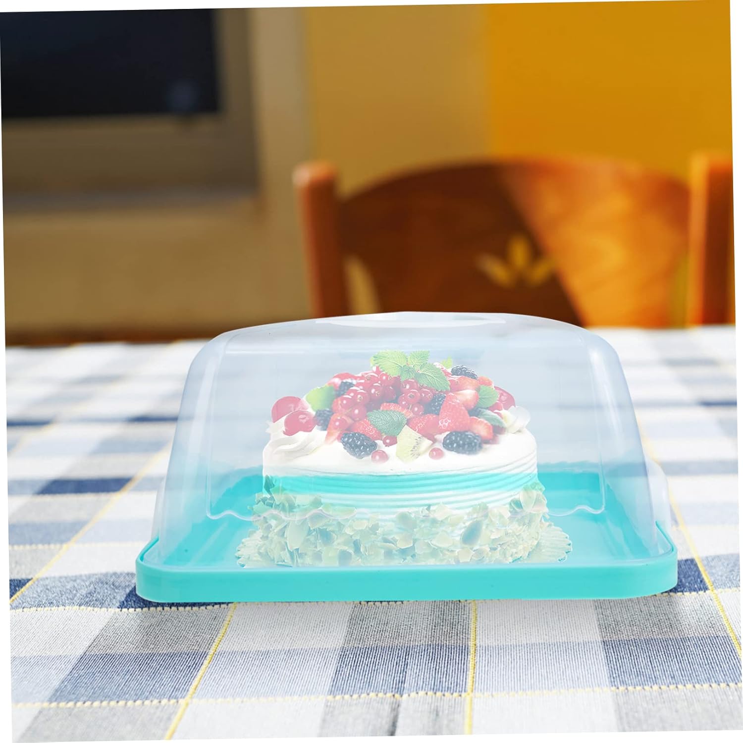 VALICLUD Portable Cake Carrier with Lid and Handle Thick Transparent Plastic Birthday Cake Storage Container Easy to Clean for Outdoor Parties and Travel